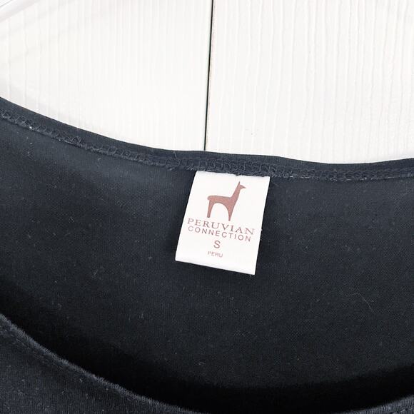 Peruvian Connection Black Short Puff Sleeves Sarong Tie Dress - Picture 4 of 7